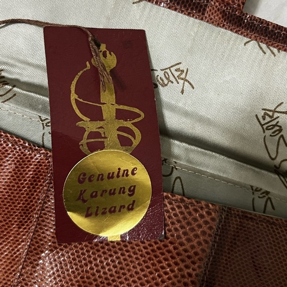 Vintage Ruth Saltz Genuine Lizard Skin With Tags Clutch Magnetic Closure VGUC - Picture 5 of 13